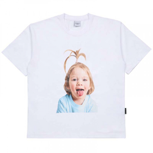 BABY FACE APPLE HAIR BOY SHORT SLEEVE T-SHIRT WHITE