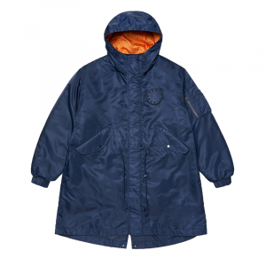 VELCRO WAPPEN NYLON FISHTAIL HOOD JACKET NAVY