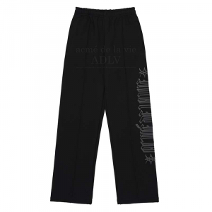 SIDE EMBOSSING PRINTING TRAINING PANTS BLACK