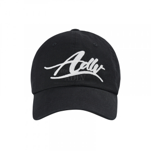 SCRIPT LOGO CHAIN EMBROIDERY WASHING BALL CAP BLACK