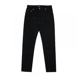 A LOGO EMBROIDERED SKINNY DENIM PANTS BLACK