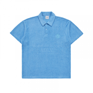 A LOGO EMBLEM TERRY COLLAR SHORT SLEEVE T-SHIRT SKYBLUE