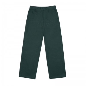 CIRCLE EMBROIDERED LOGO COTTON PANTS GREEN