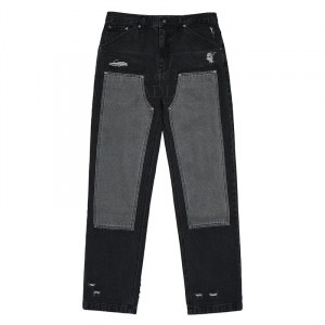 FATIGUE COLOR BLOCK DENIM PANTS BLACK