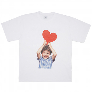 BABY FACE HEART BOY SHORT SLEEVE T-SHIRT WHITE