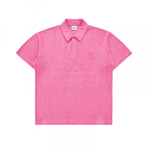 A LOGO EMBLEM TERRY COLLAR SHORT SLEEVE T-SHIRT PINK