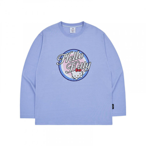 ADLV X SANRIO HELLO KITTY ARTWORK LONG SLEEVE T-SHIRT BLUE PURPLE