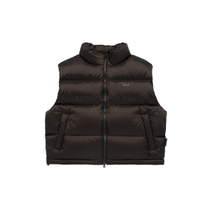 BASIC LOGO OVERSIZE SHORT CROP DUCK DOWN VEST BROWN