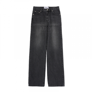 WIDE FIT BASIC BRUSH DENIM PANTS BLACK