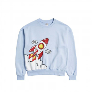 [SMILEY® X acmé de la vie] ROCKET ARTWORK PRINTING SWEATSHIRT SKYBLUE