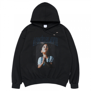 DTP PRAY GIRL BABY FACE HOODIE BLACK