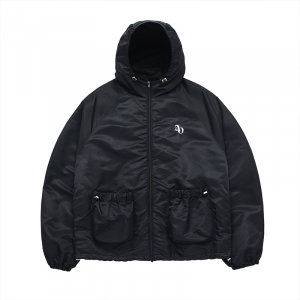 SYMBOL PUCKERING WINDBREAKER JACKET BLACK