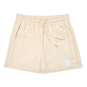 A LOGO EMBLEM PATCH STRIPE SHORT PANTS BEIGE