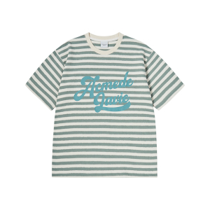 STRIPE LOGO PRINT SHORT SLEEVE T-SHIRT GREEN