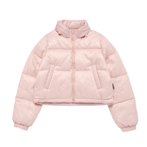 BASIC LOGO OVERSIZE SHORT CROP DUCK DOWN JACKET PINK