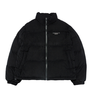 BASIC LOGO OVERSIZE CORDUROY SHORT DUCK DOWN JACKET BLACK
