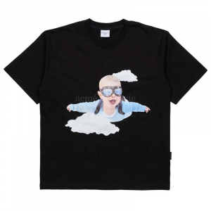 BABY FACE SKYDIVING SHORT SLEEVE T-SHIRT BLACK