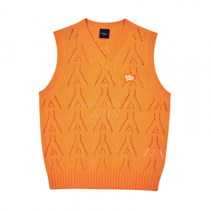 A LOGO PUNCHING KNIT VEST ORANGE