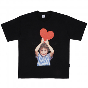 BABY FACE HEART BOY SHORT SLEEVE T-SHIRT BLACK