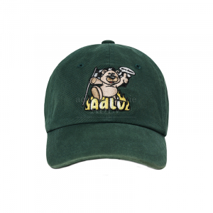 FIRE BEAR WASHING BALL CAP DEEP GREEN