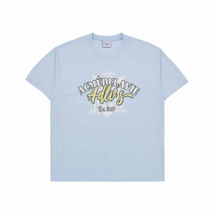 A LOGO MONOGRAM EMBOSSING EMBROIDERY SHORT SLEEVE T-SHIRT SKY BLUE