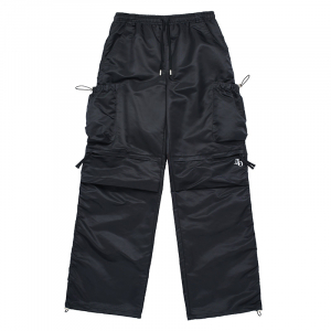 SIDE PUCKERING POCKET PANTS BLACK