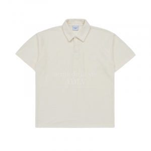 A LOGO EMBLEM TERRY COLLAR SHORT SLEEVE T-SHIRT IVORY