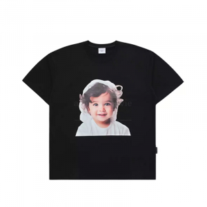 BABY FACE WAVE HAIR SHORT SLEEVE T-SHIRT BLACK