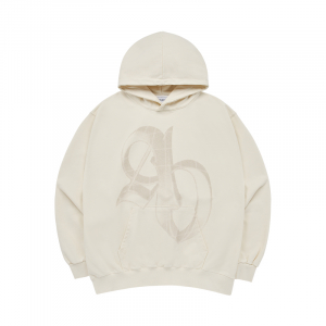 HALFTONE SYMBOL PRINTING HOODIE CREAM