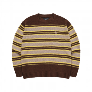 SYMBOL LOGO RIVET STRIPE TERRY KNIT BROWN