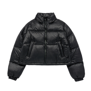 BASIC LOGO OVERSIZE SHORT CROP DUCK DOWN JACKET BLACK