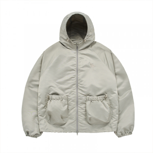 SYMBOL PUCKERING WINDBREAKER JACKET BEIGE