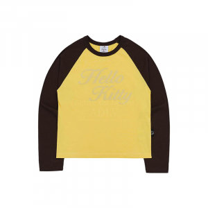 ADLV X SANRIO HELLO KITTY LETTERING RAGLAN LONG SLEEVE T-SHIRT YELLOW