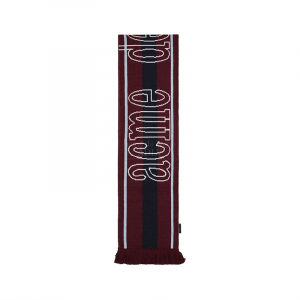 BASIC LOGO STRIPE MUFFLER WINE