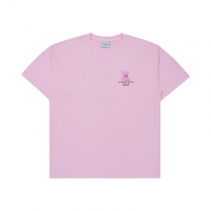 FUZZY BEAR SHORT SLEEVE T-SHIRT LIGHT PINK