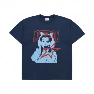 AE LOGO CAT EARPLUG ARTWORK SHORT SLEEVE T-SHIRT NAVY