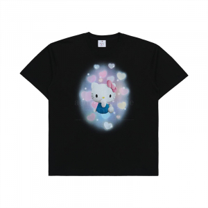 ADLV X SANRIO HELLO KITTY 3D ARTWORK SHORT SLEEVE T-SHIRT BLACK