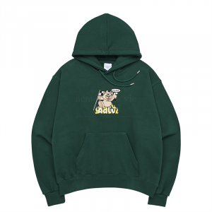 FIRE BEAR EMBROIDERY HOODIE DEEP GREEN