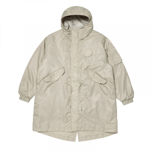 VELCRO WAPPEN NYLON FISHTAIL HOOD JACKET BEIGE