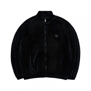 NEW SYMBOL LOGO VELOUR SET UP JACKET BLACK