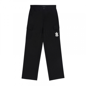 A LOGO EMBLEM EMBROIDERY CARGO PANTS BLACK