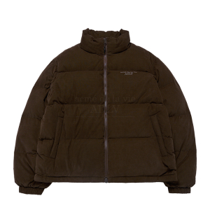 BASIC LOGO OVERSIZE CORDUROY SHORT DUCK DOWN JACKET BROWN