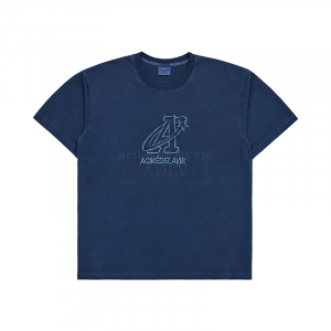 STAR A LOGO PIGMENT WASHING SHORT SLEEVE T-SHIRT NAVY