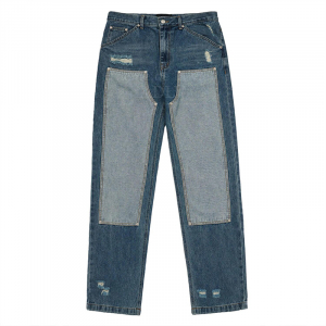 FATIGUE COLOR BLOCK DENIM PANTS BLUE