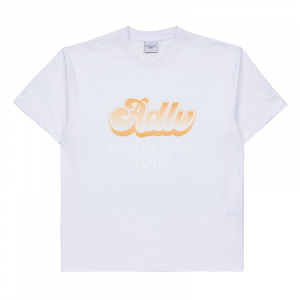 GRADATION CARTOON LOGO SHORT SLEEVE T-SHIRT WHITE