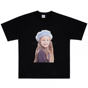 BABY FACE BERET GIRL SHORT SLEEVE T-SHIRT BLACK