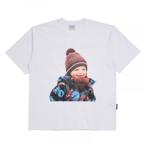 BABY FACE NATURE PATTERN JACKET BOY SHORT SLEEVE T-SHIRT WHITE